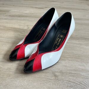 Bruno Magli Vintage Spectator Pump SZ 5.5 Roaring 20s Black Red White